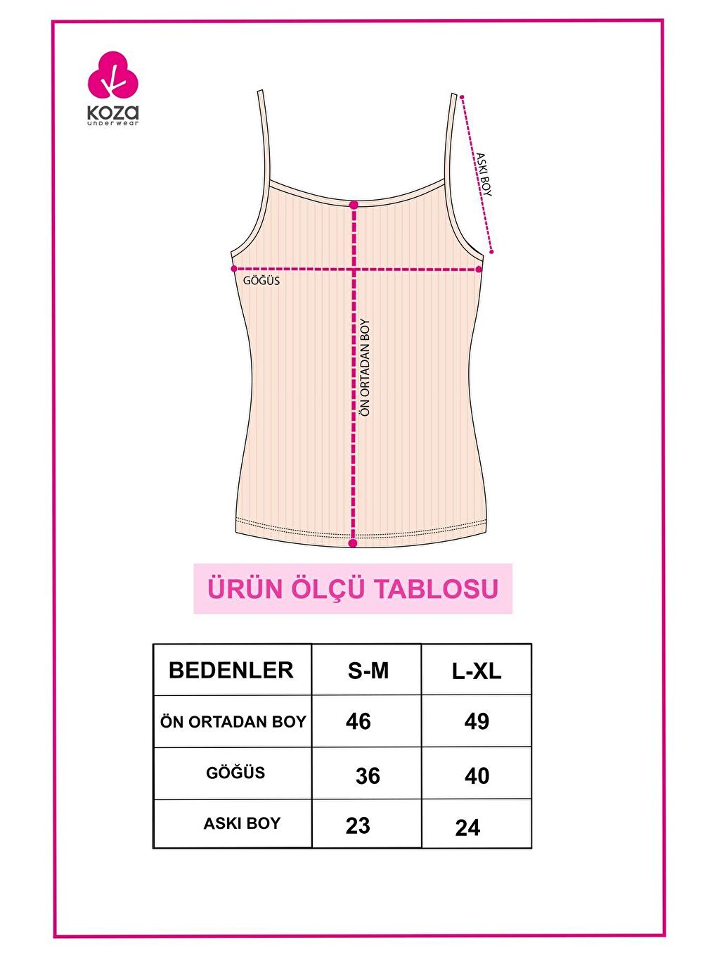 Koza İç Giyim Açık Pembe Kadın Pamuklu Elastanlı Fitilli İp Askılı Atlet - 2