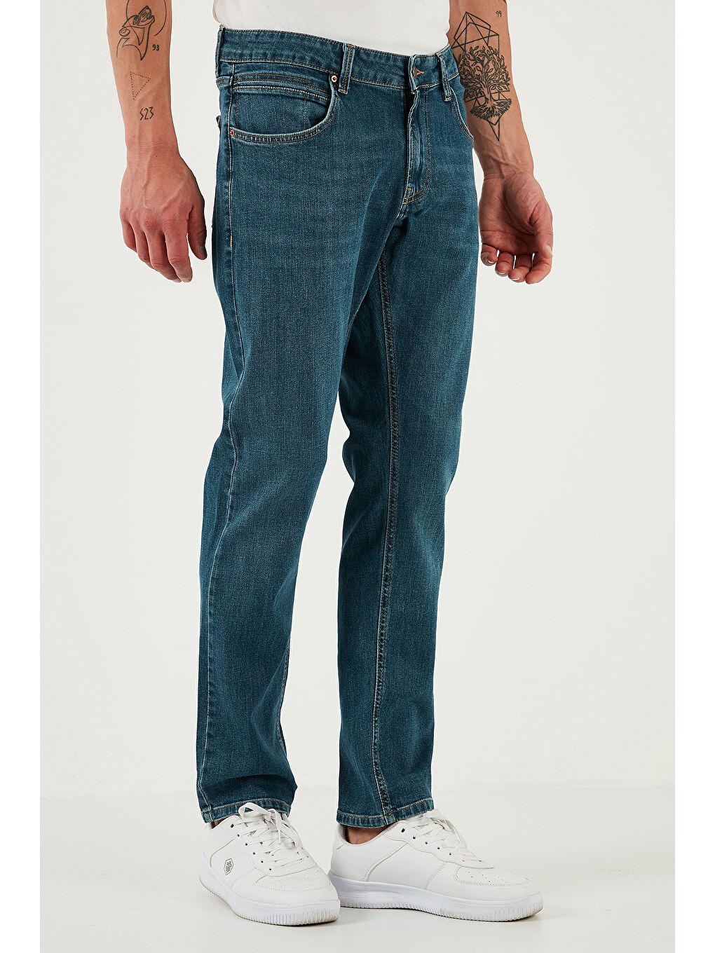 Yeşil Streç Pamuklu Regular Fit Normal Bel Boru Paça Jeans 2210S56PARMA-1