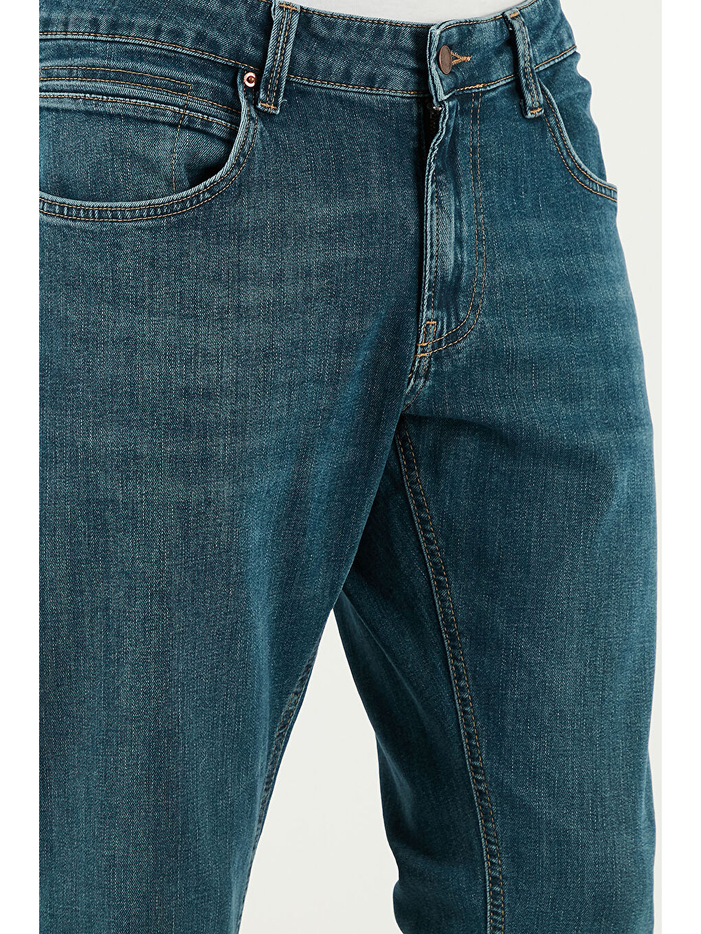 Yeşil Streç Pamuklu Regular Fit Normal Bel Boru Paça Jeans 2210S56PARMA-3