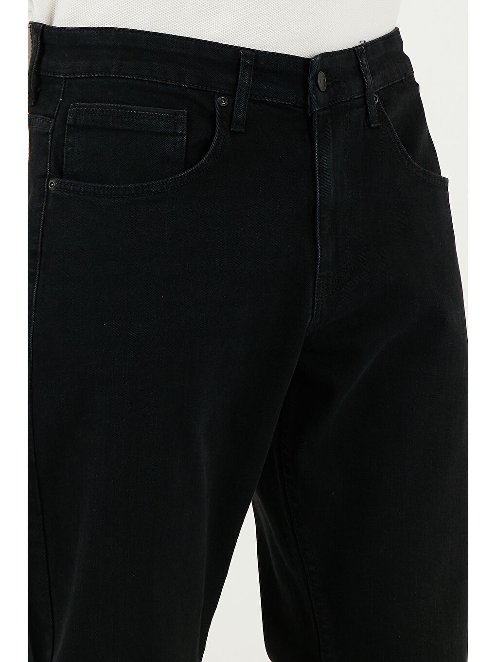 Siyah Streç Pamuklu Comfort Fit Yüksek Bel Boru Paça Jeans 4411S55TEXAS-4