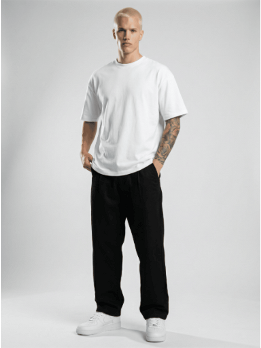 Erkek Beli Lastikli Rahat Kesim Keten Pantolon Siyah-1