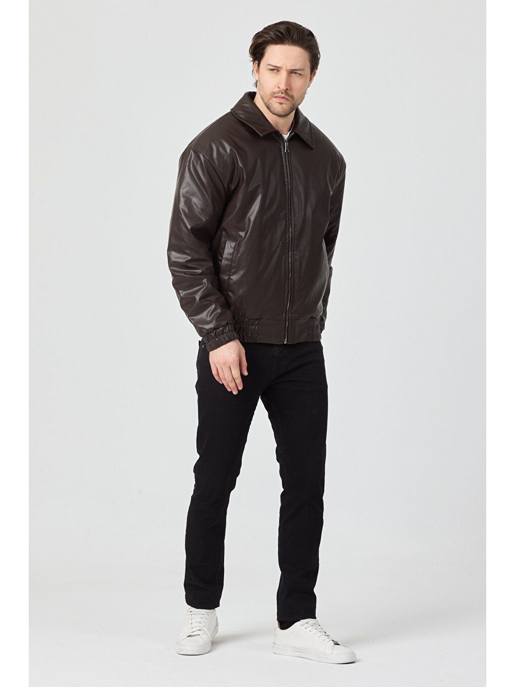 Erkek Limited Edition Deri Mont Ceket Kahverengi-3