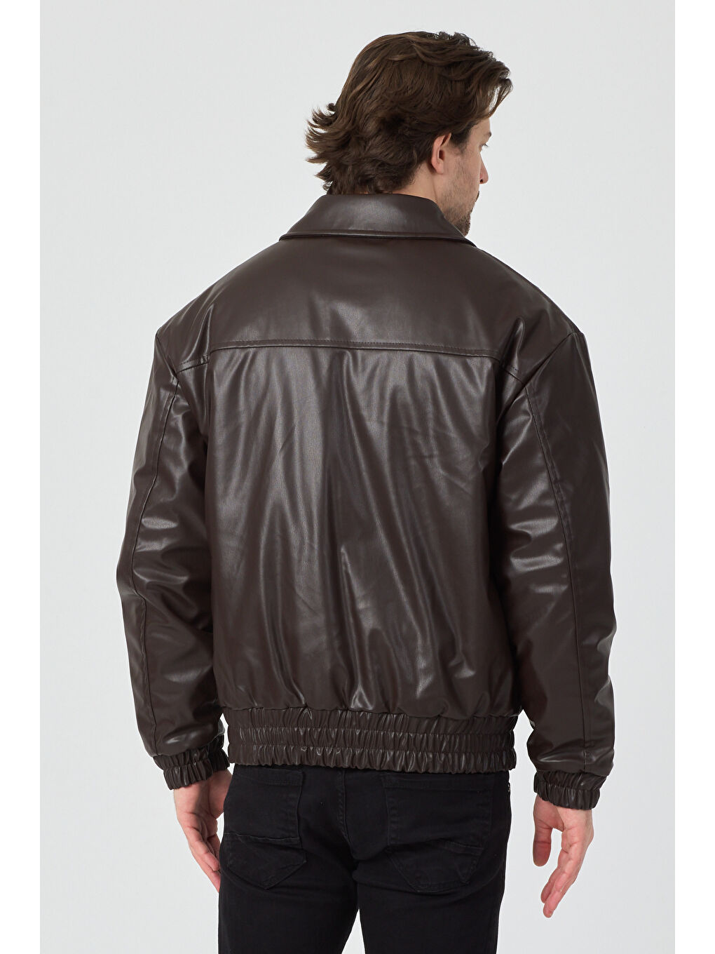Erkek Limited Edition Deri Mont Ceket Kahverengi-4