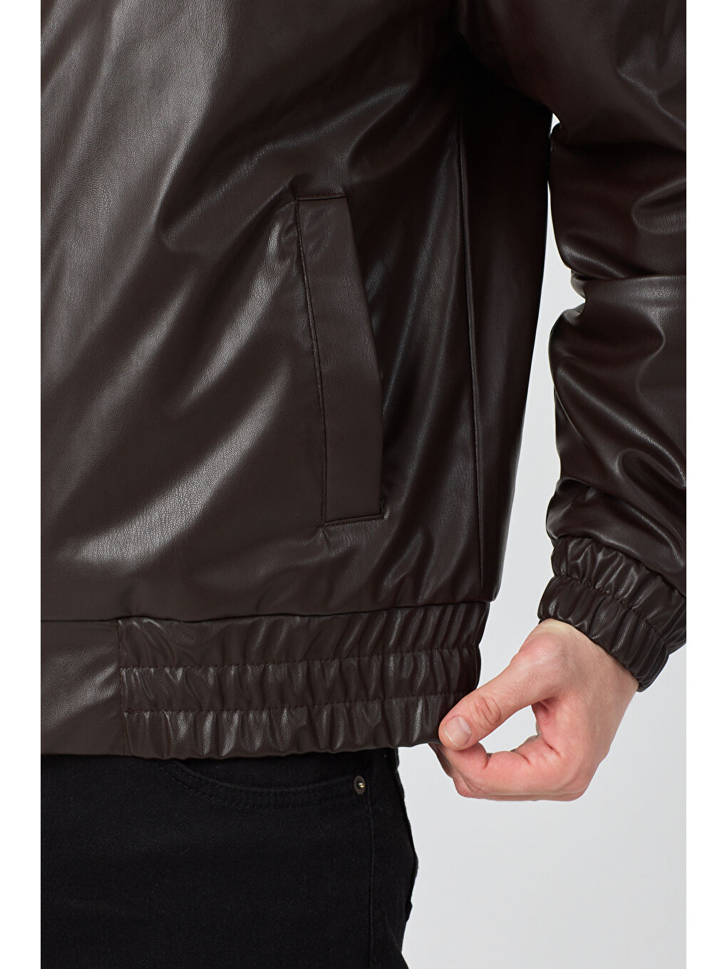 Erkek Limited Edition Deri Mont Ceket Kahverengi-5