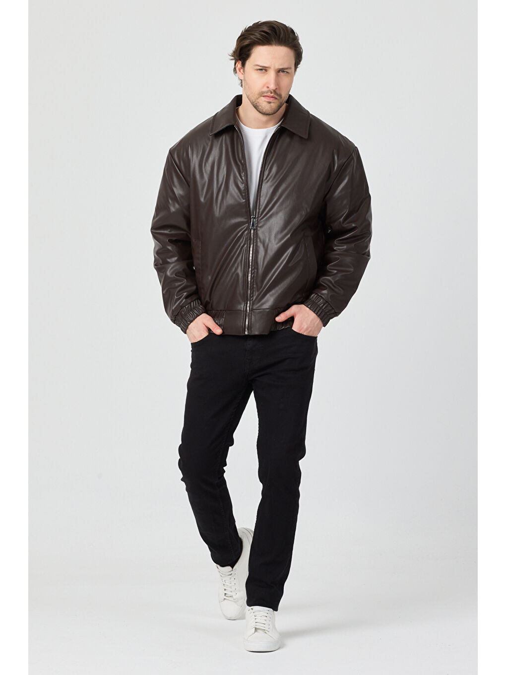 Erkek Limited Edition Deri Mont Ceket Kahverengi-7