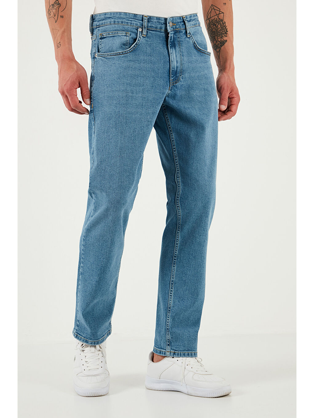 Mavi Streç Pamuklu Comfort Fit Yüksek Bel Boru Paça Jeans 4400S51TEXAS-1