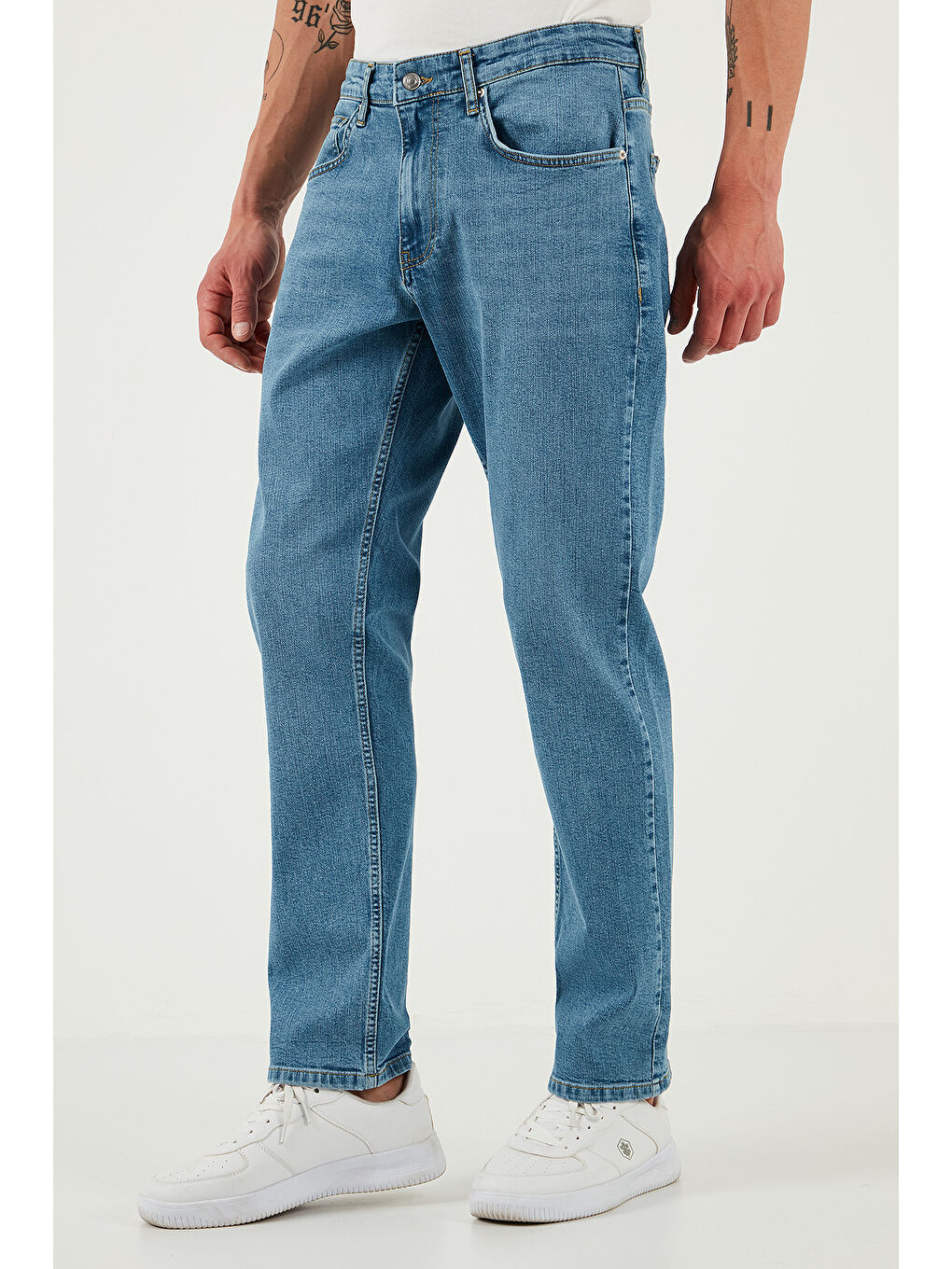 Mavi Streç Pamuklu Comfort Fit Yüksek Bel Boru Paça Jeans 4400S51TEXAS-2