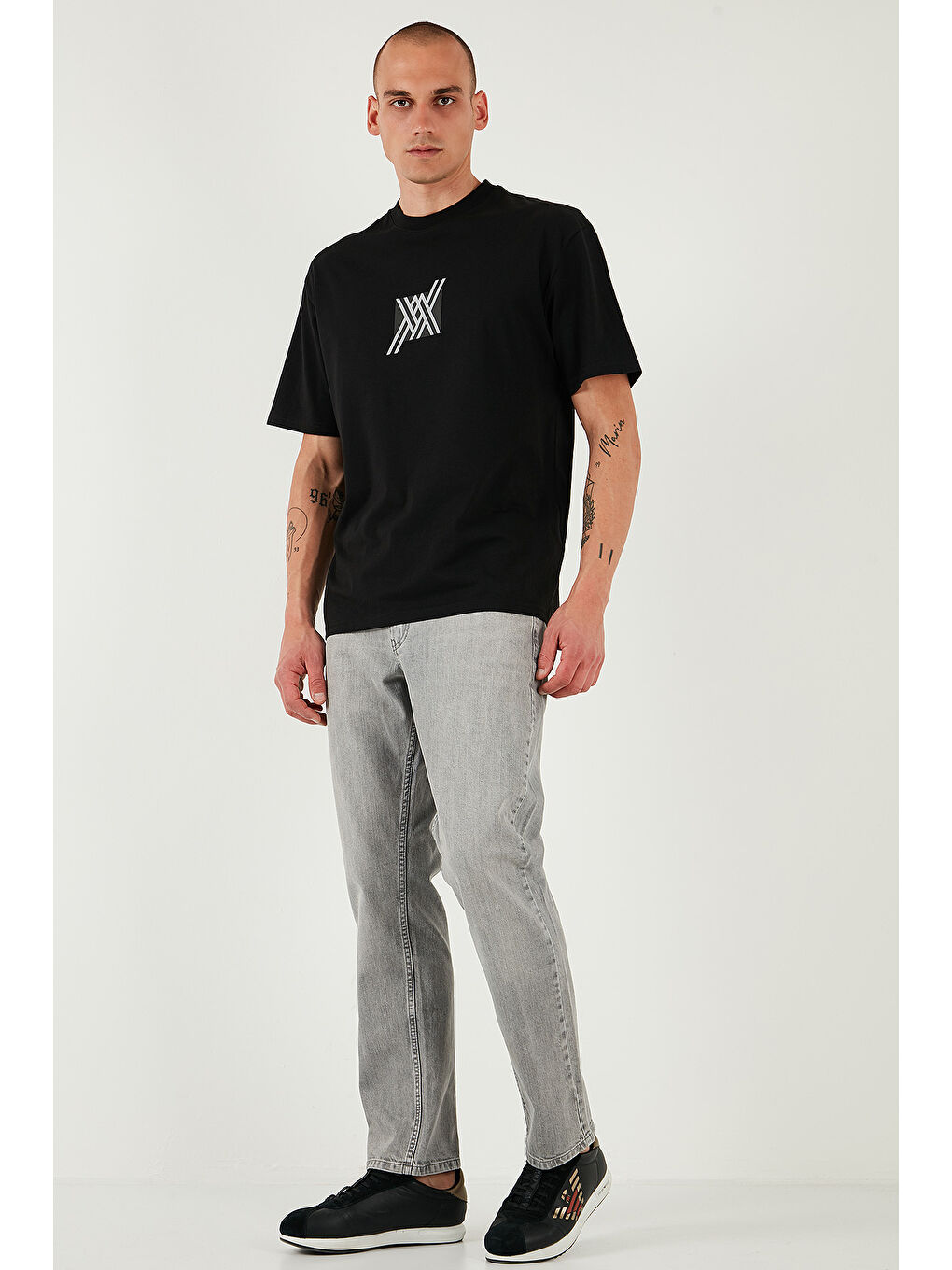 Gri Streç Pamuklu Comfort Fit Yüksek Bel Boru Paça Jeans 4400S58TEXAS