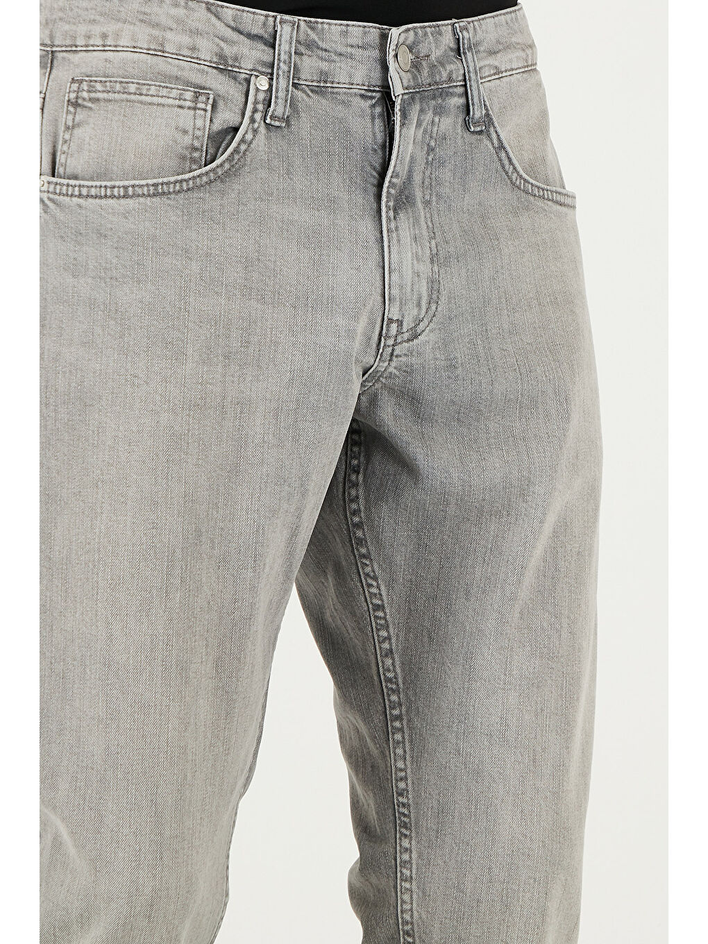 Gri Streç Pamuklu Comfort Fit Yüksek Bel Boru Paça Jeans 4400S58TEXAS-4