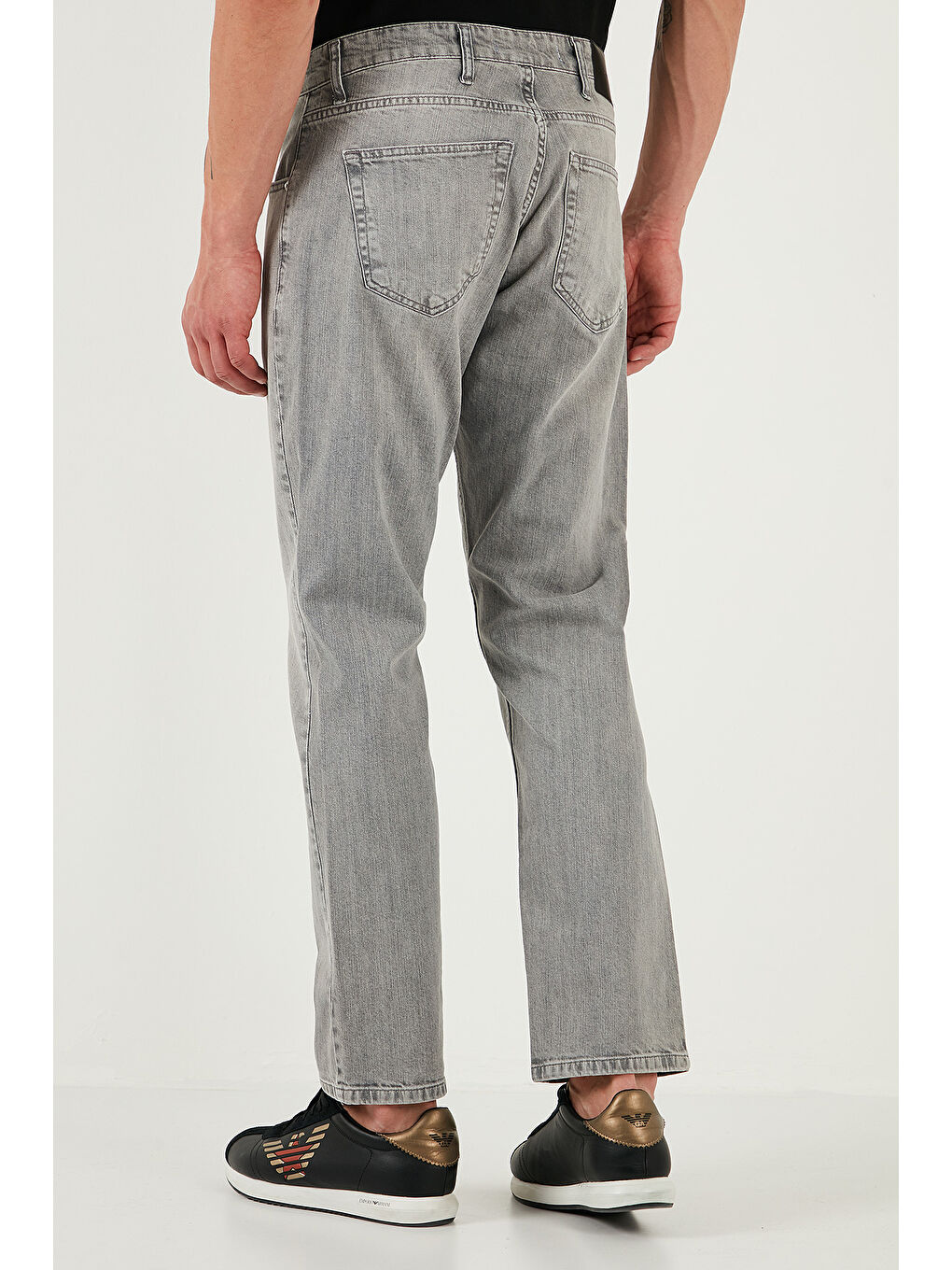 Gri Streç Pamuklu Comfort Fit Yüksek Bel Boru Paça Jeans 4400S58TEXAS-5