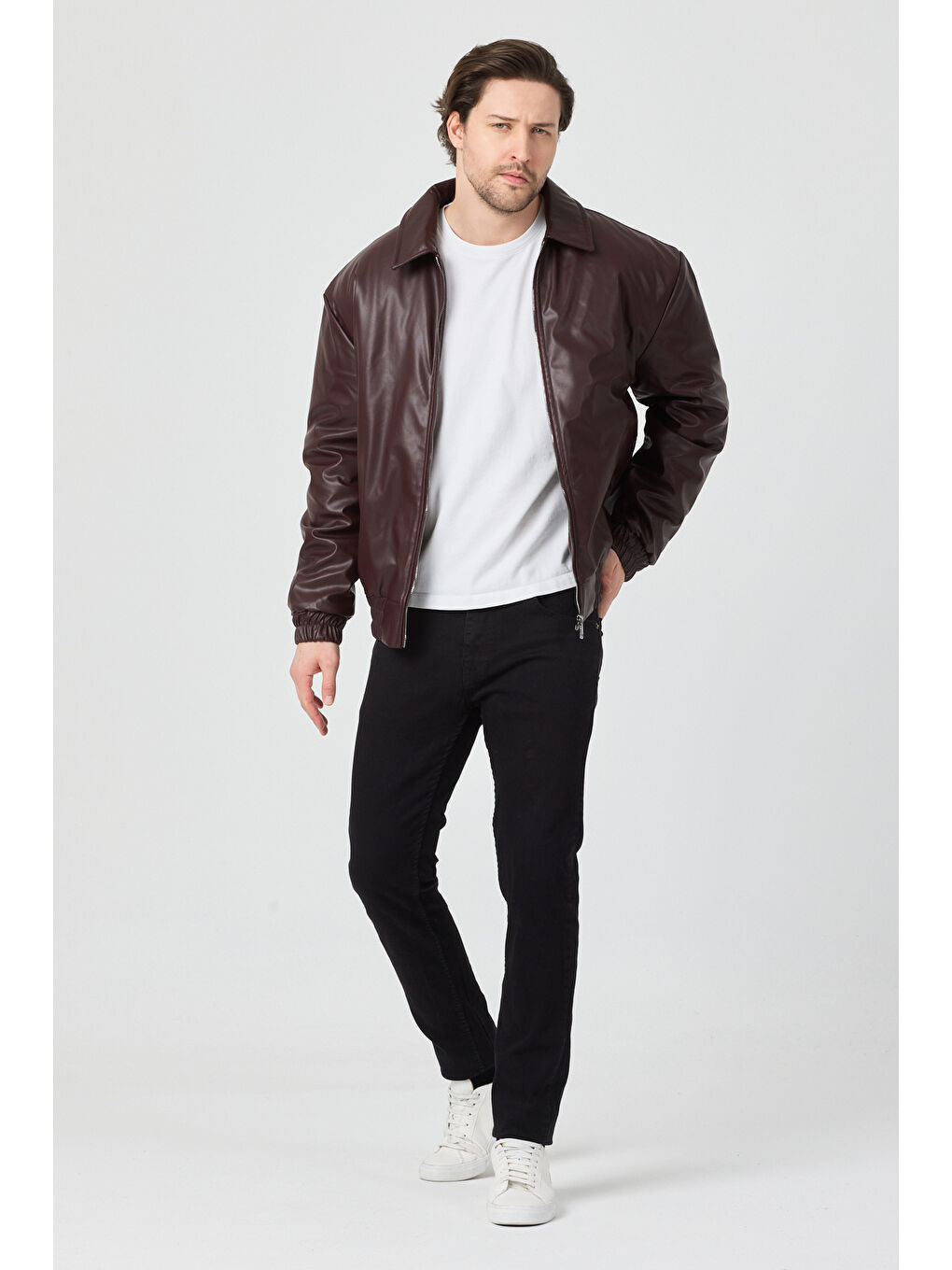 Erkek Limited Edition Deri Mont Ceket Bordo-2