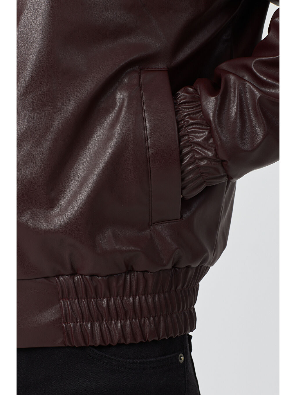 Erkek Limited Edition Deri Mont Ceket Bordo-6