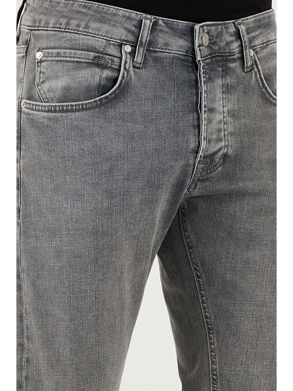 Gri Streç Pamuklu Slim Fit Normal Bel Dar Paça Jeans 1124S59NAPOLI-3