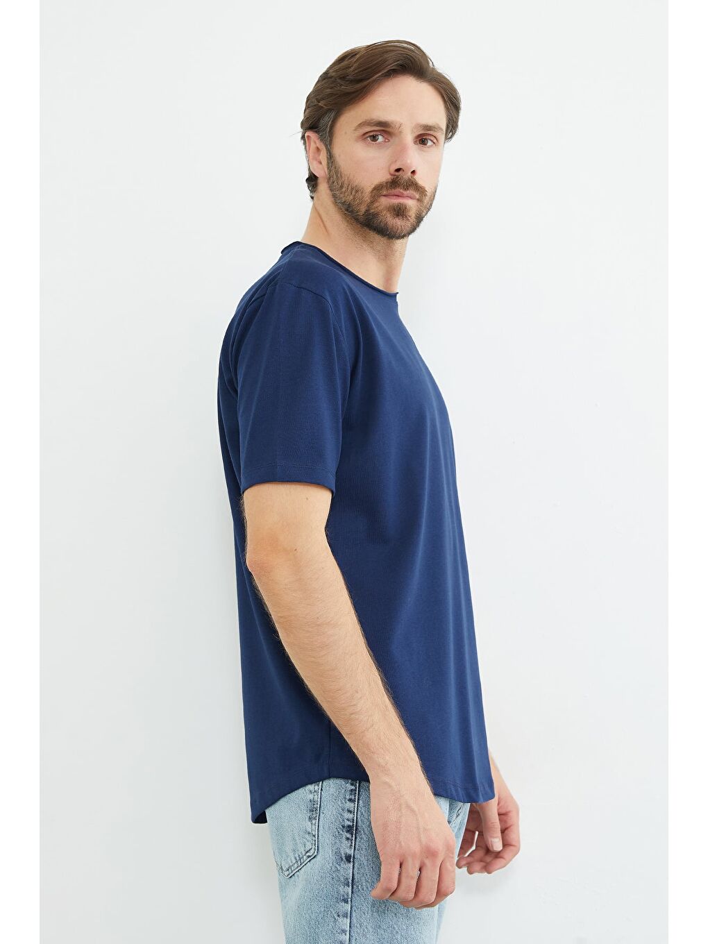 Lacivert Köpek Armalı Bisiklet Yaka Tişört-3