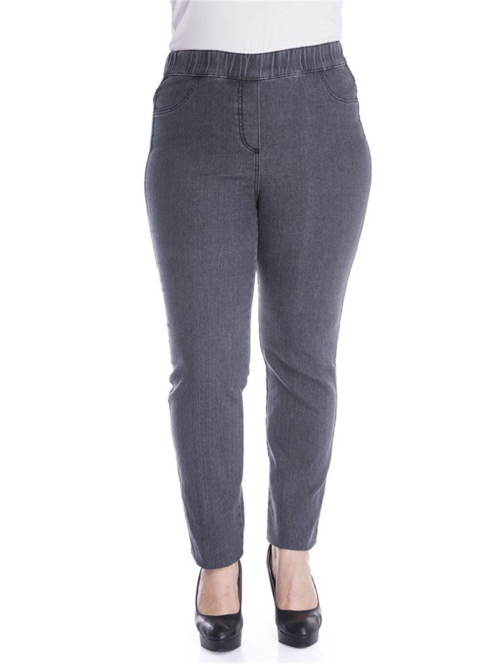 Mylinemoda Gri Beli Lastikli Denim Pantolon - 1