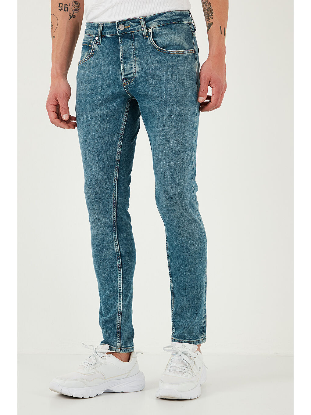Yeşil Streç Pamuklu Slim Fit Normal Bel Dar Paça Jeans 1124S52NAPOLI-2
