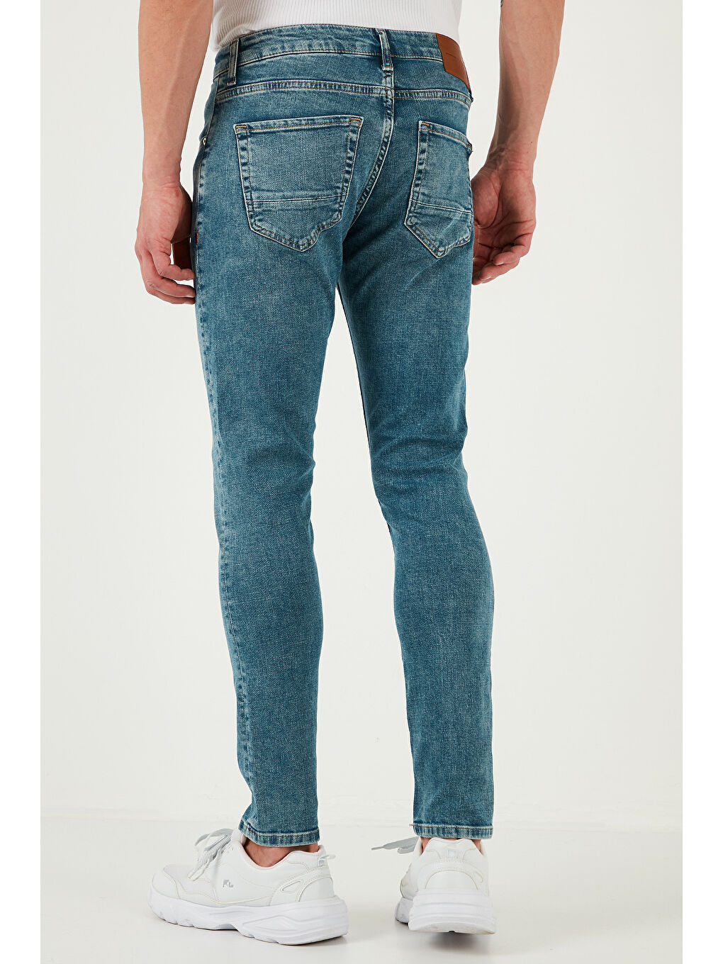 Yeşil Streç Pamuklu Slim Fit Normal Bel Dar Paça Jeans 1124S52NAPOLI-4