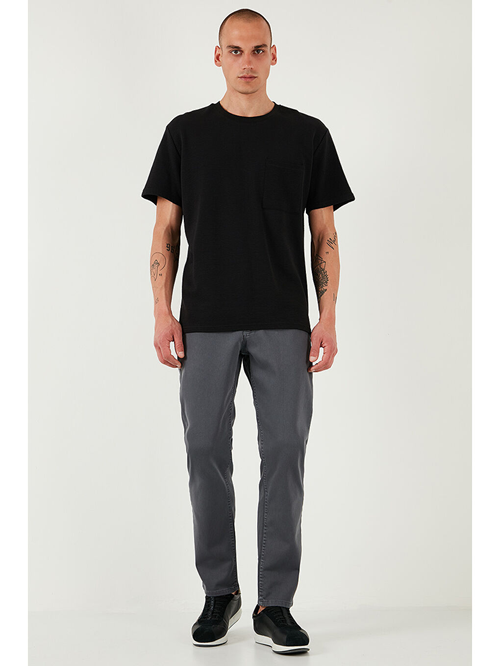 Gri Streç Pamuklu Comfort Fit Yüksek Bel Boru Paça Jeans 4400S65TEXAS