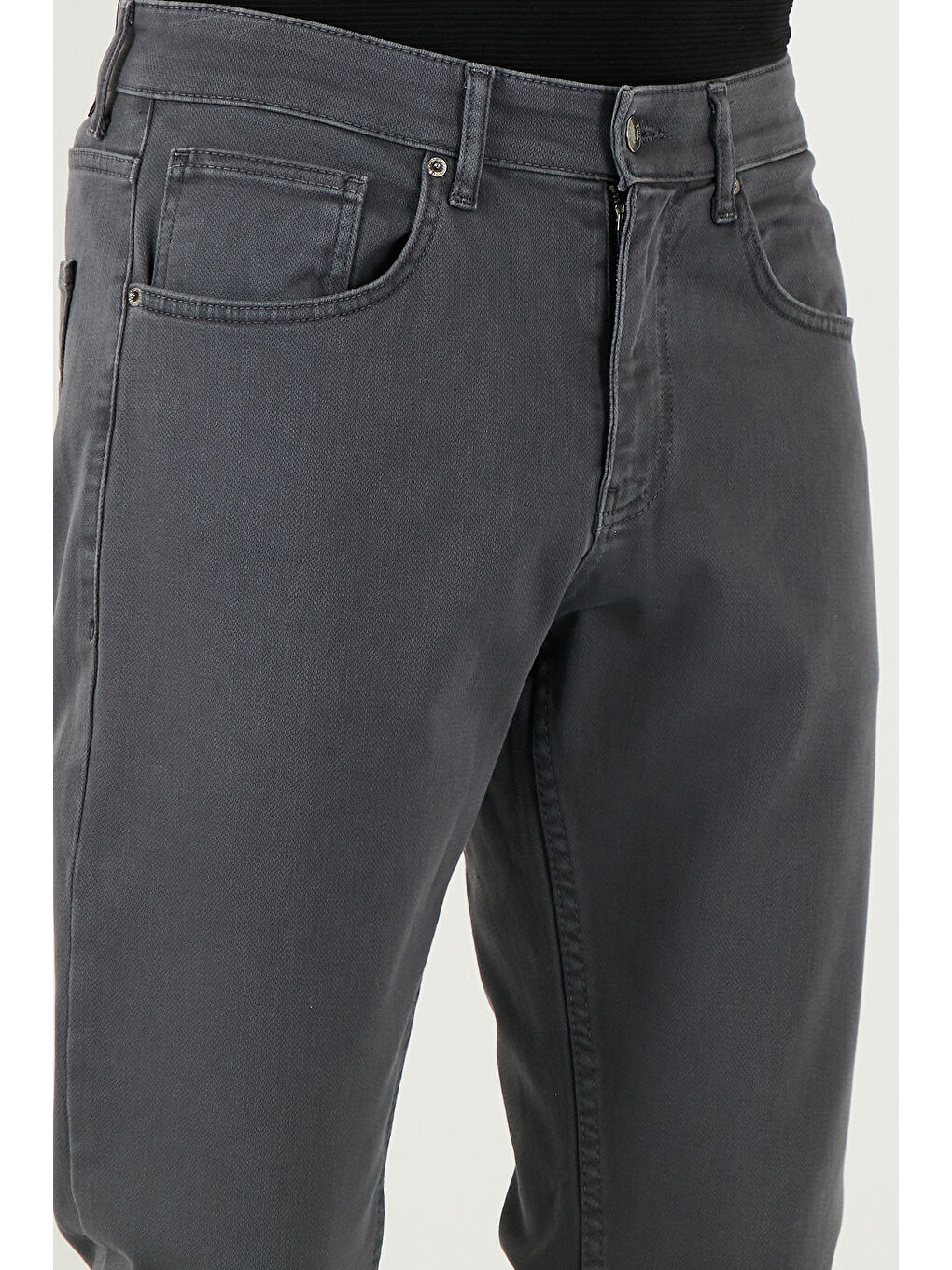 Gri Streç Pamuklu Comfort Fit Yüksek Bel Boru Paça Jeans 4400S65TEXAS-3