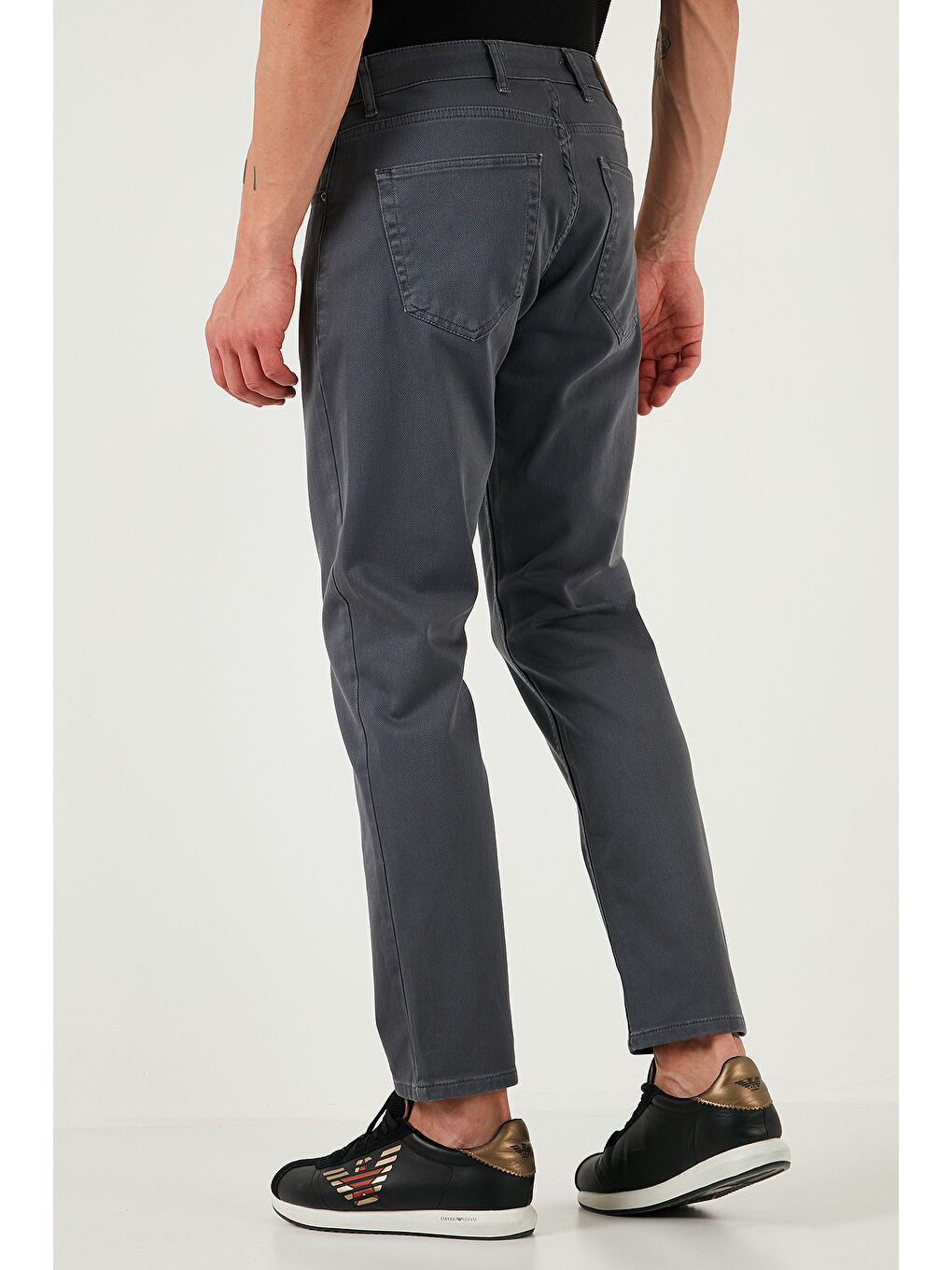 Gri Streç Pamuklu Comfort Fit Yüksek Bel Boru Paça Jeans 4400S65TEXAS-4