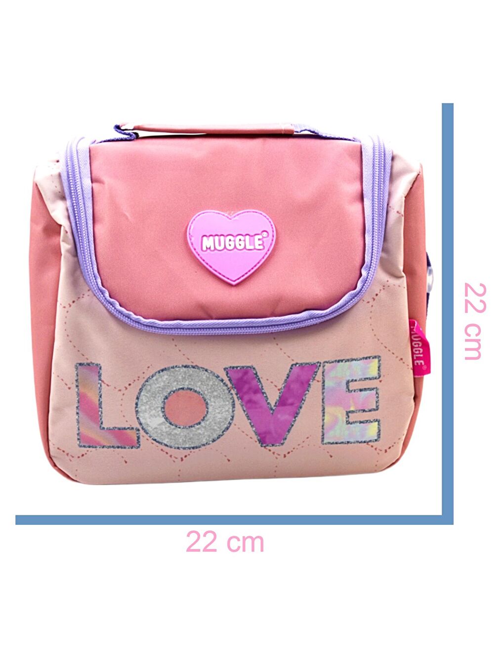 2 Bölmeli Love Okul Çantası + Beslenme Çantası Pudra Pembe 2 Li Set-4