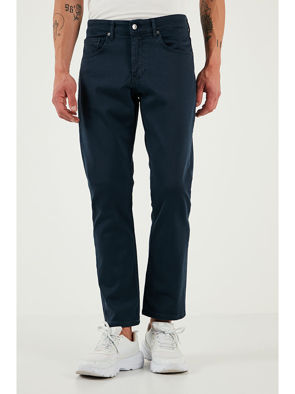 İndigo Streç Pamuklu Comfort Fit Yüksek Bel Boru Paça Jeans 4400S65TEXAS-2