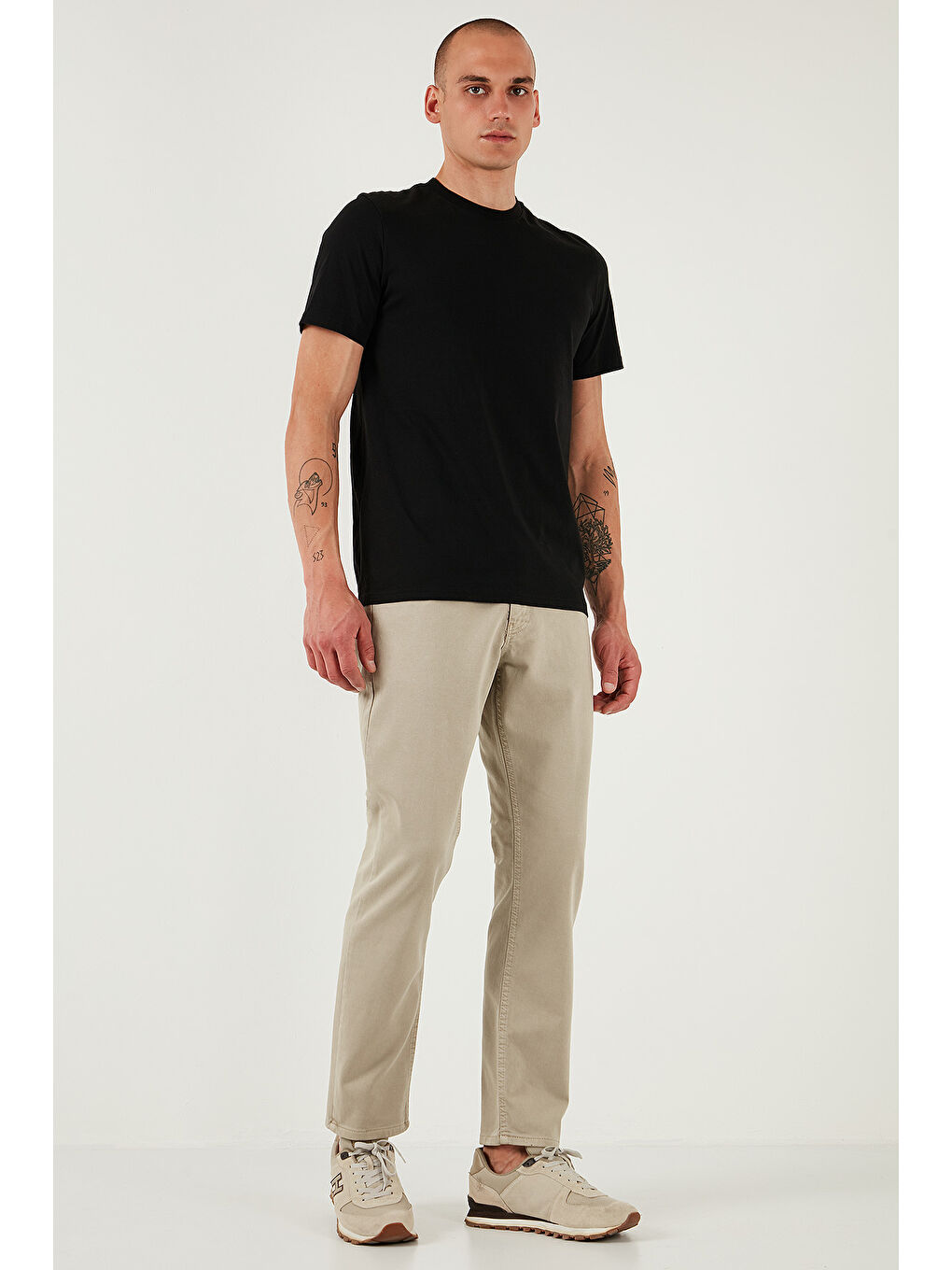 Bej Streç Pamuklu Comfort Fit Yüksek Bel Boru Paça Jeans 4400S65TEXAS