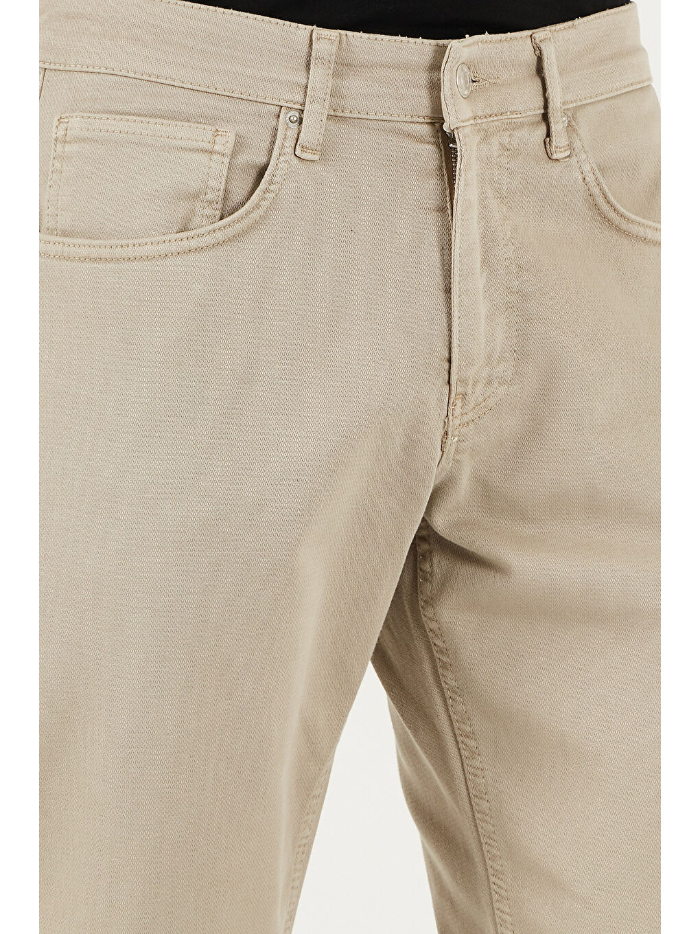 Bej Streç Pamuklu Comfort Fit Yüksek Bel Boru Paça Jeans 4400S65TEXAS-4