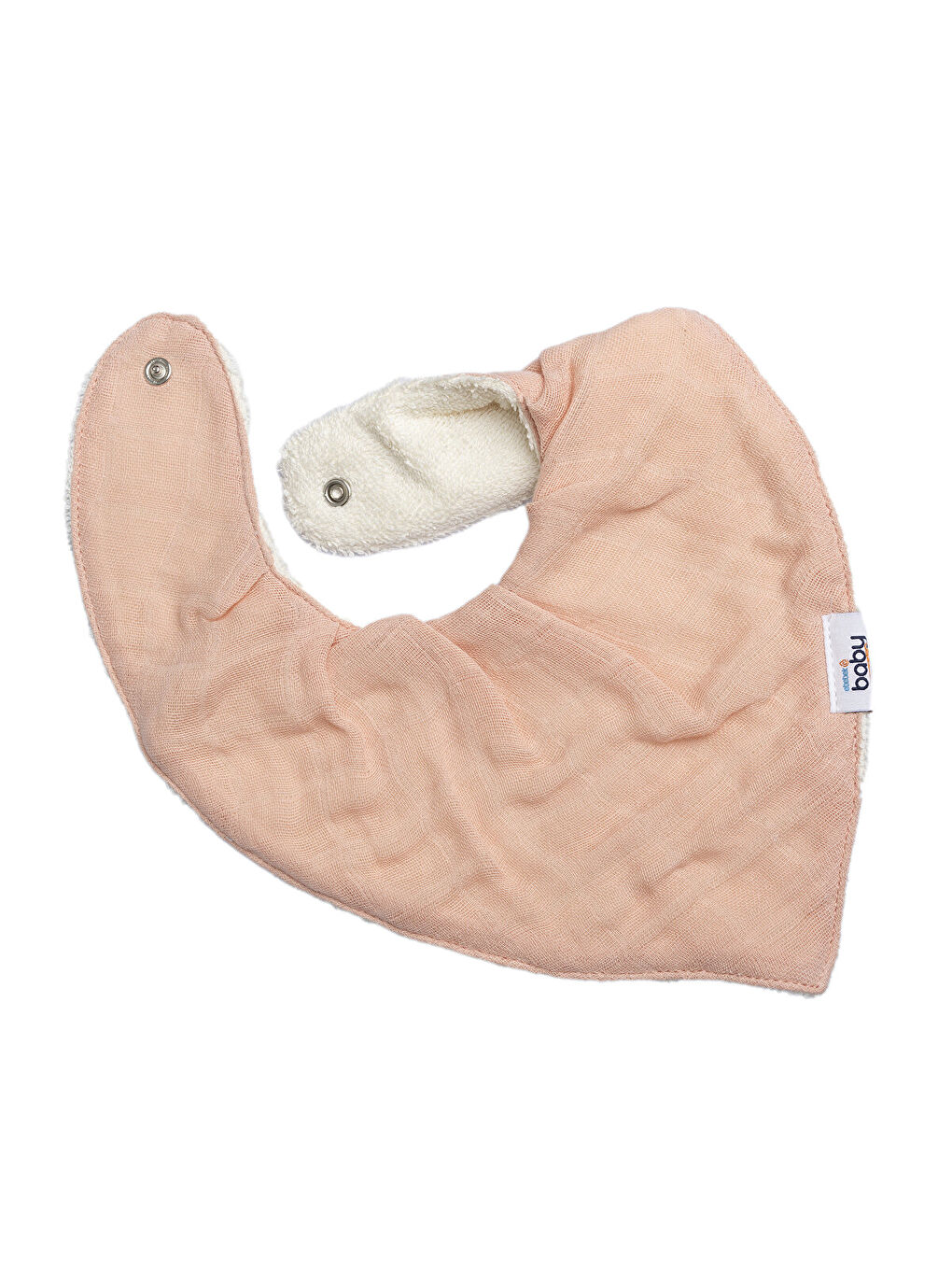 Bebek Eğlenceli Baskılı Desenli Müslin Fular Önlük Somon-1