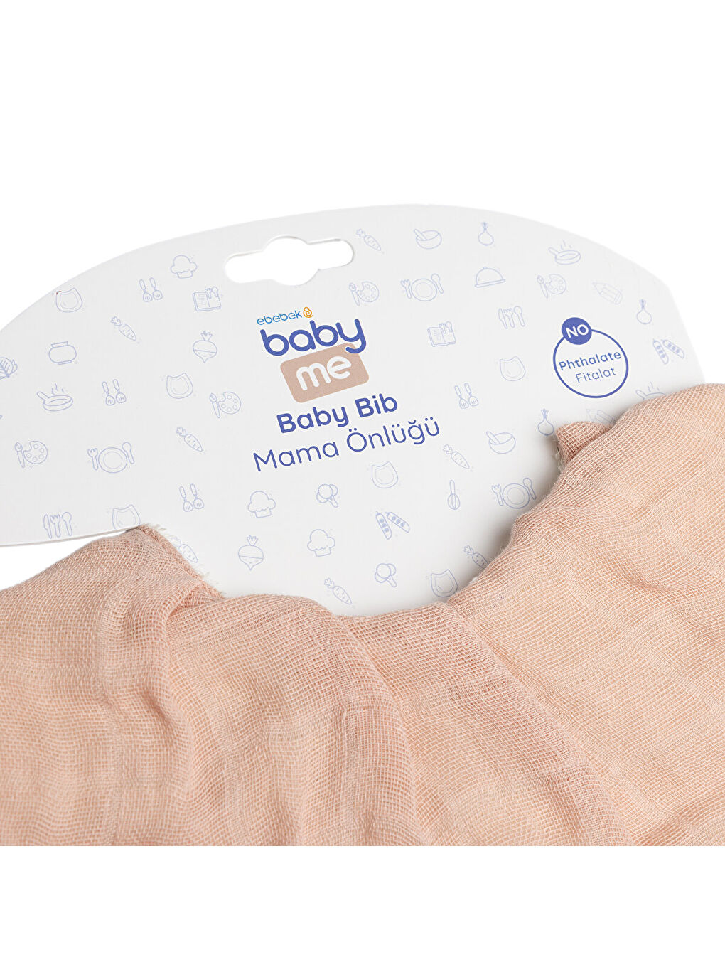 Bebek Eğlenceli Baskılı Desenli Müslin Fular Önlük Somon-2