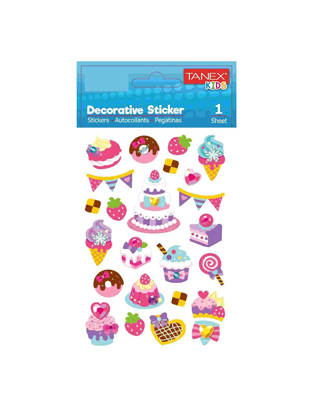Kids Sticker Puffy Renkli Pasta Serisi (25180)