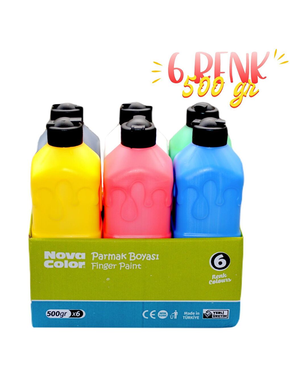 Nova Color Karışık Asorti 6'lı Parmak Boyası 500 g (NC-784) - 1