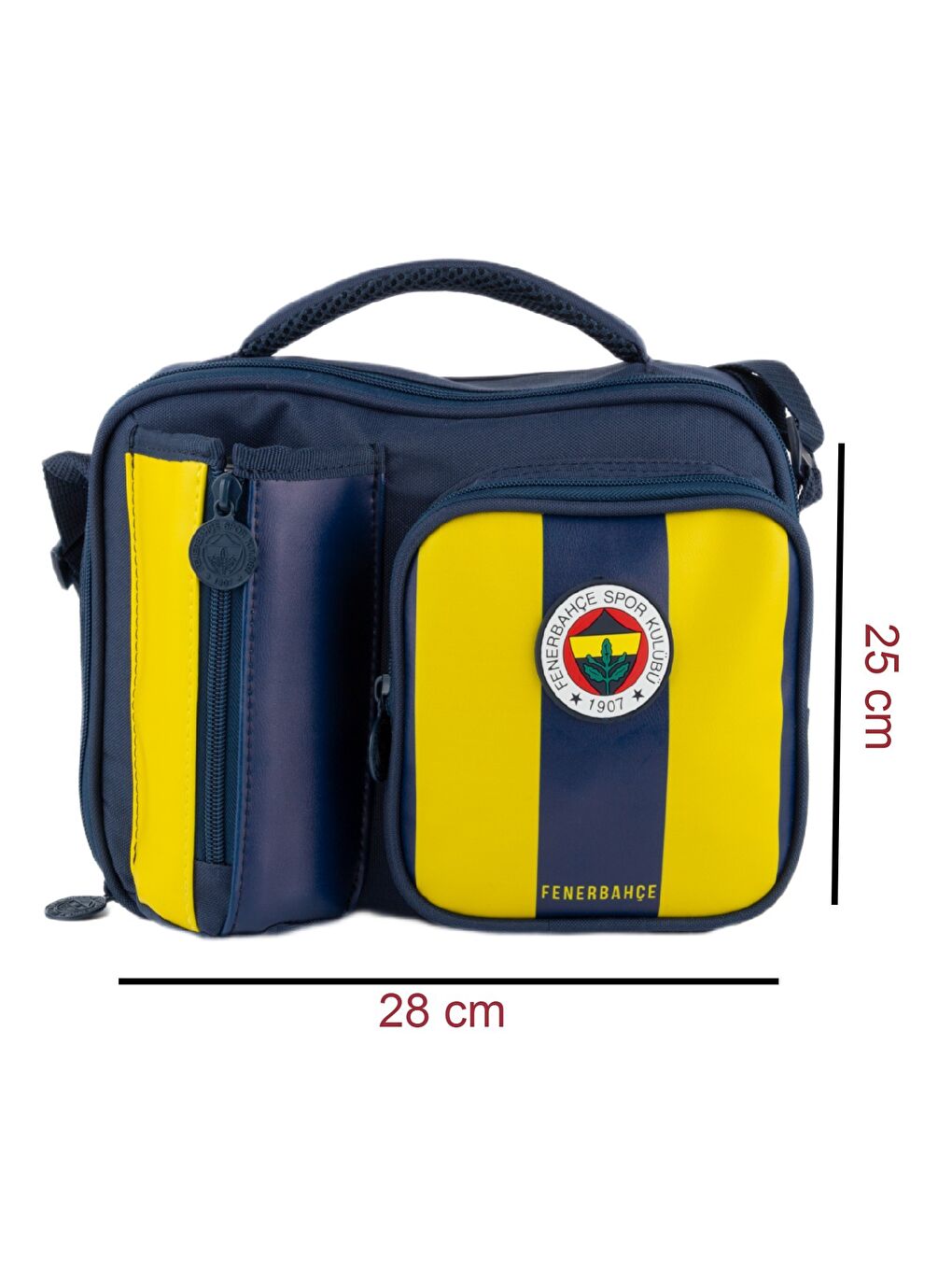 2 Bölmeli Çubuklu Suni Deri Matara Cepli Beslenme Çantası (25758)-1