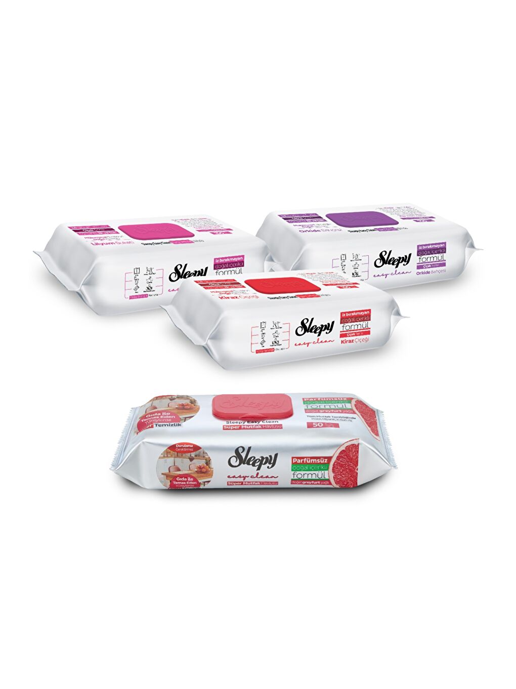 Easy Clean Çiçek Serisi&Greyfurt Yağlı Süper Mutfak Yüzey Temizlik Havlusu&Mendili(3x100+50)-1