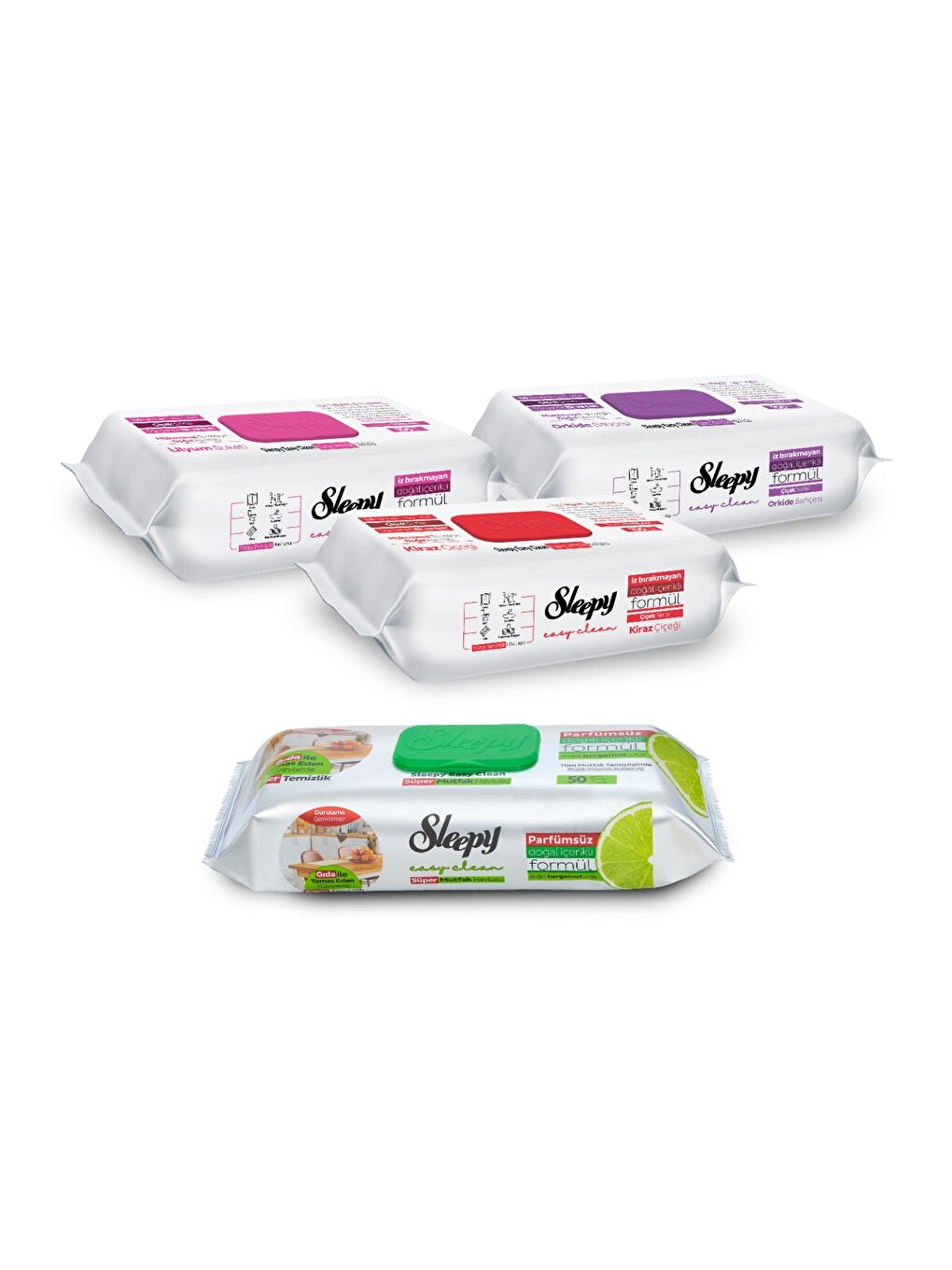 Easy Clean Çiçek Serisi&Bergamot Yağlı Süper Mutfak Yüzey Temizlik Havlusu&Mendili(3x100+50)-1