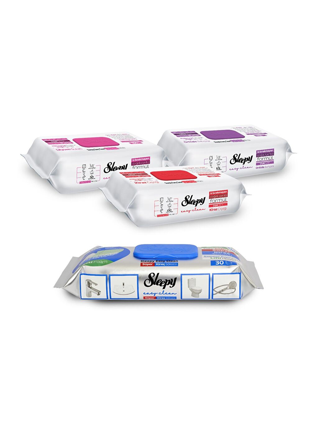 Easy Clean Çiçek Serisi&Süper Kireç Sökücü Yüzey Temizlik Havlusu&Mendili(3x100+30)-1