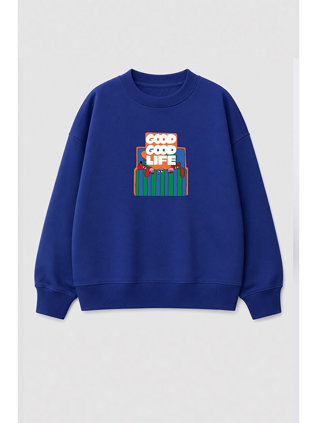 Lacivert Unisex Çocuk 3 İplik Kumaş Pamuklu Baskılı Sweatshirt
