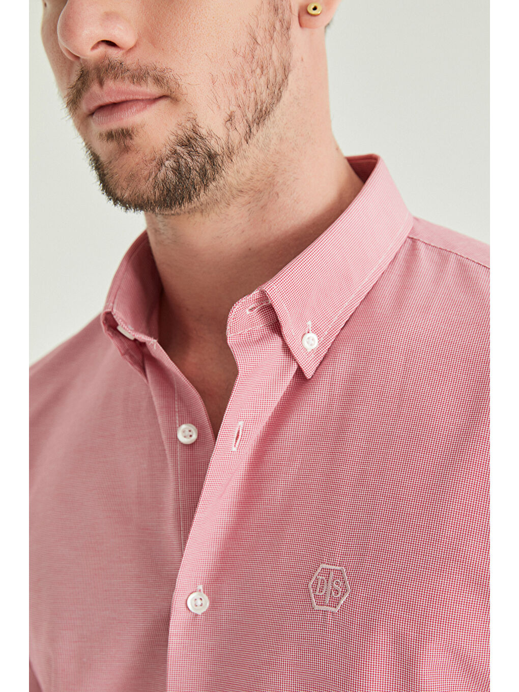 Slim Fit Fuşya Pötikare Gömlek-2