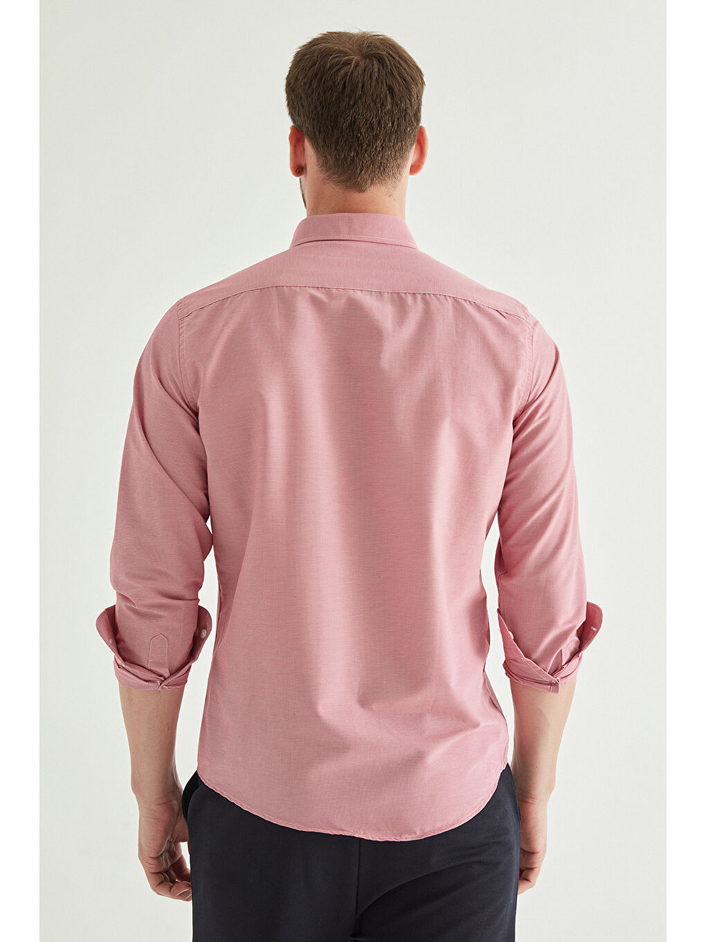 Slim Fit Fuşya Pötikare Gömlek-3