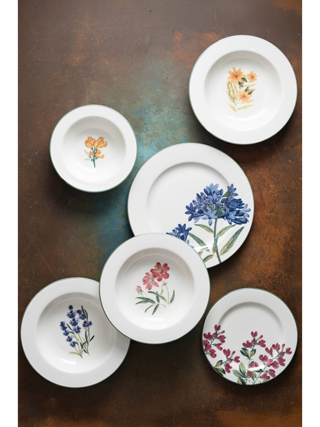 Beyaz Porselen New Flower Garden Yemek Takımı 6 Kişilik 24 Parça BNS24YKPRS1104-1