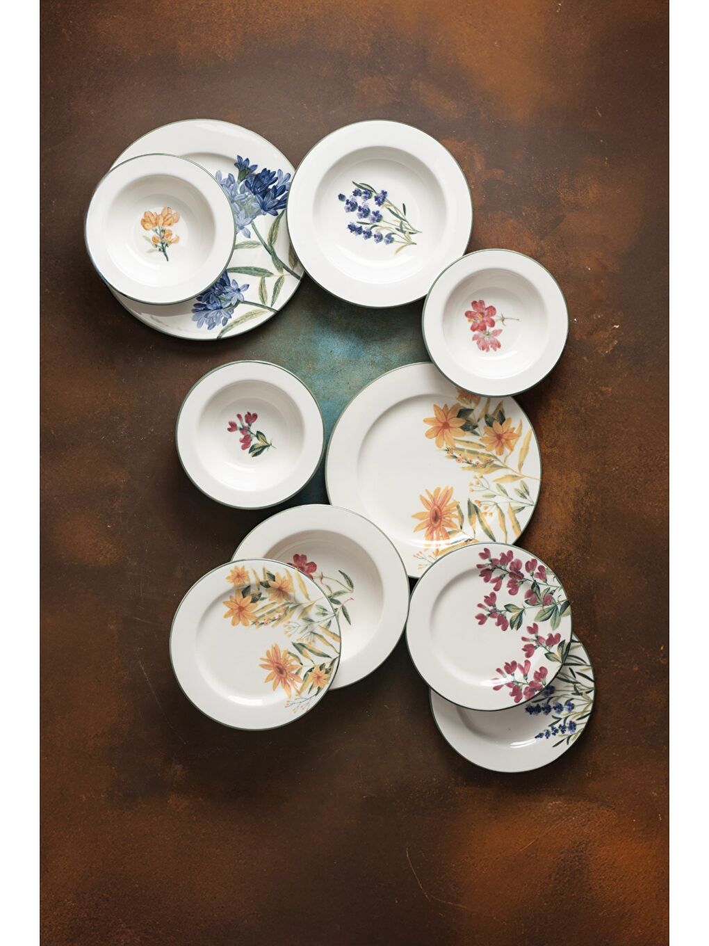 Beyaz Porselen New Flower Garden Yemek Takımı 6 Kişilik 24 Parça BNS24YKPRS1104-2