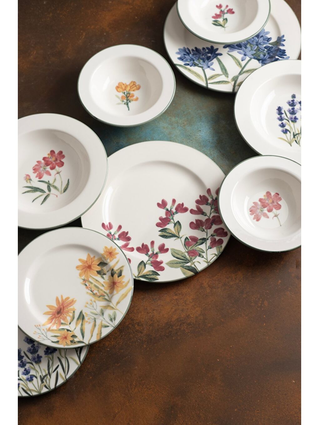 Beyaz Porselen New Flower Garden Yemek Takımı 6 Kişilik 24 Parça BNS24YKPRS1104-5