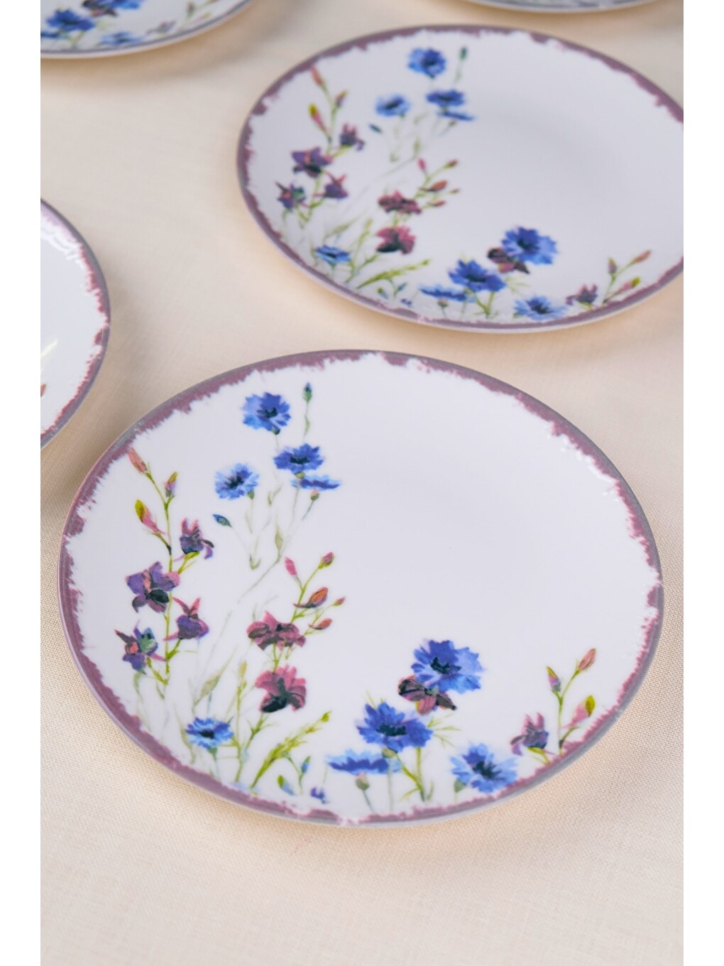 Beyaz Porselen Morden Pasta Tabağı Seti 19,50cm 6 Kişilik 6 Parça-2