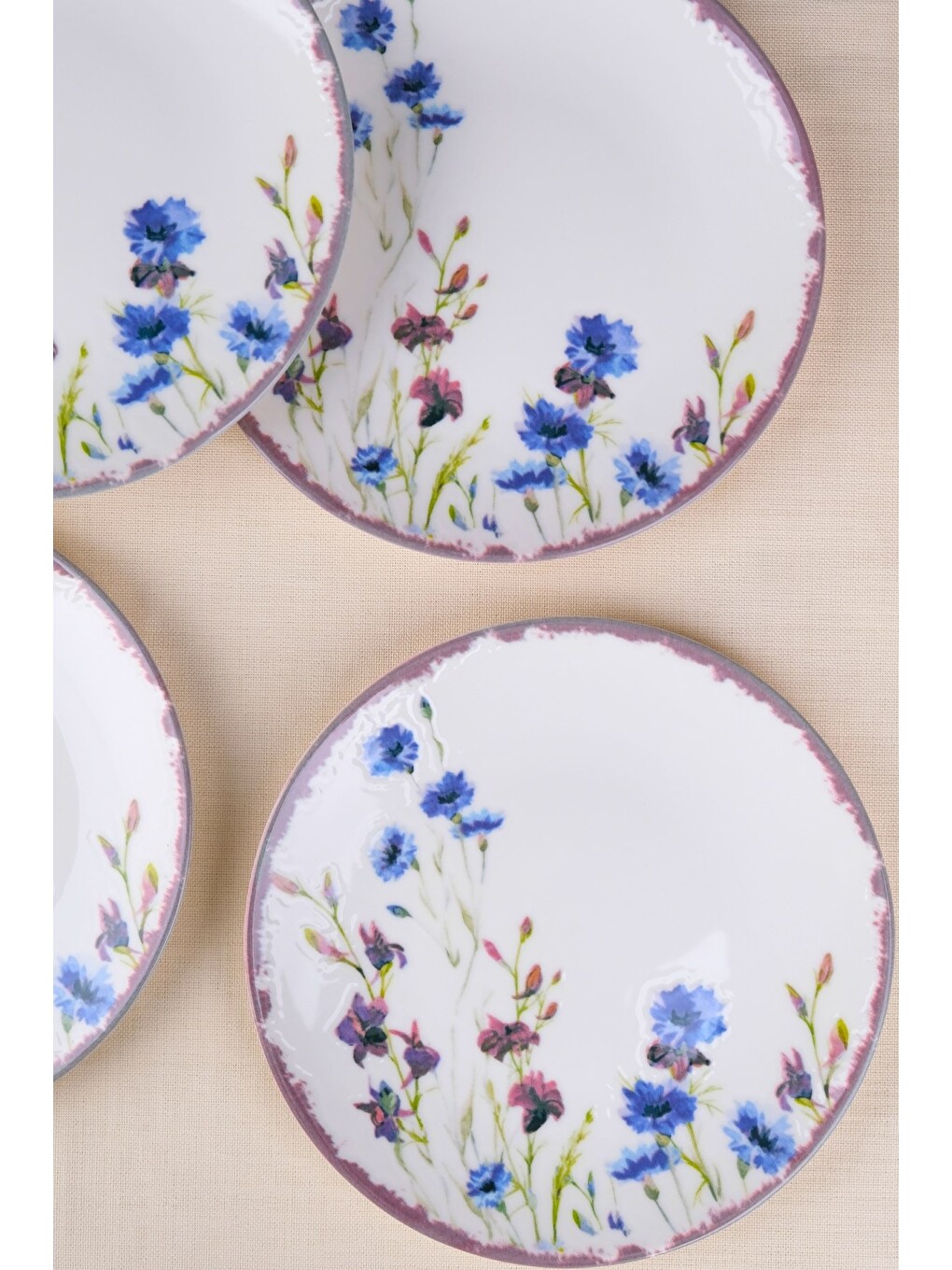 Beyaz Porselen Morden Pasta Tabağı Seti 19,50cm 6 Kişilik 6 Parça-3