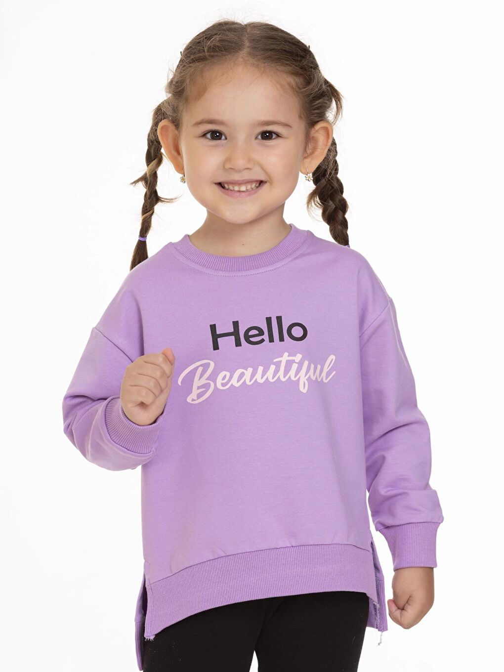 Lila Hello Beautiful Baskılı Sweat 54752