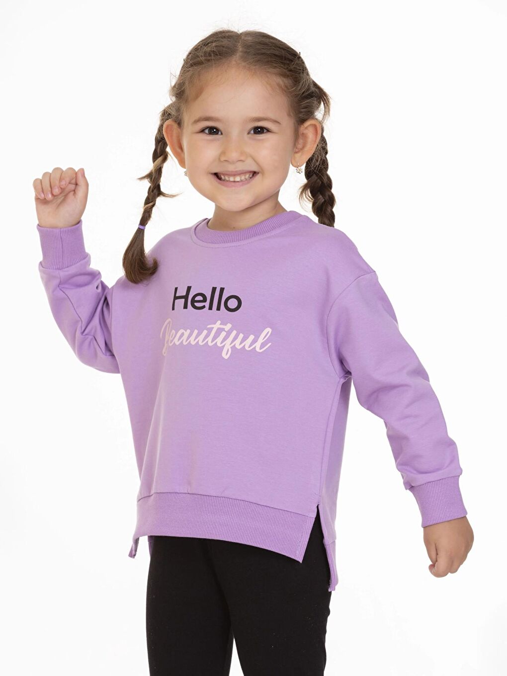 Lila Hello Beautiful Baskılı Sweat 54752-1