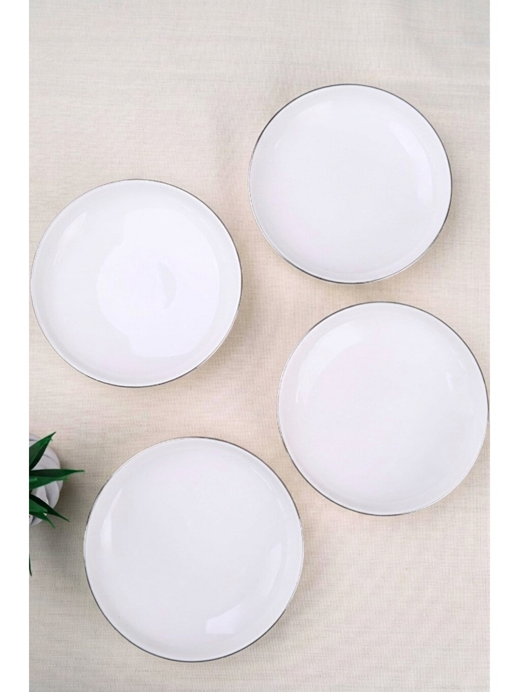 Ekru Porselen Sofia Platin Yaldızlı Çukur Tabak 18,5cm 620cc 4 lü