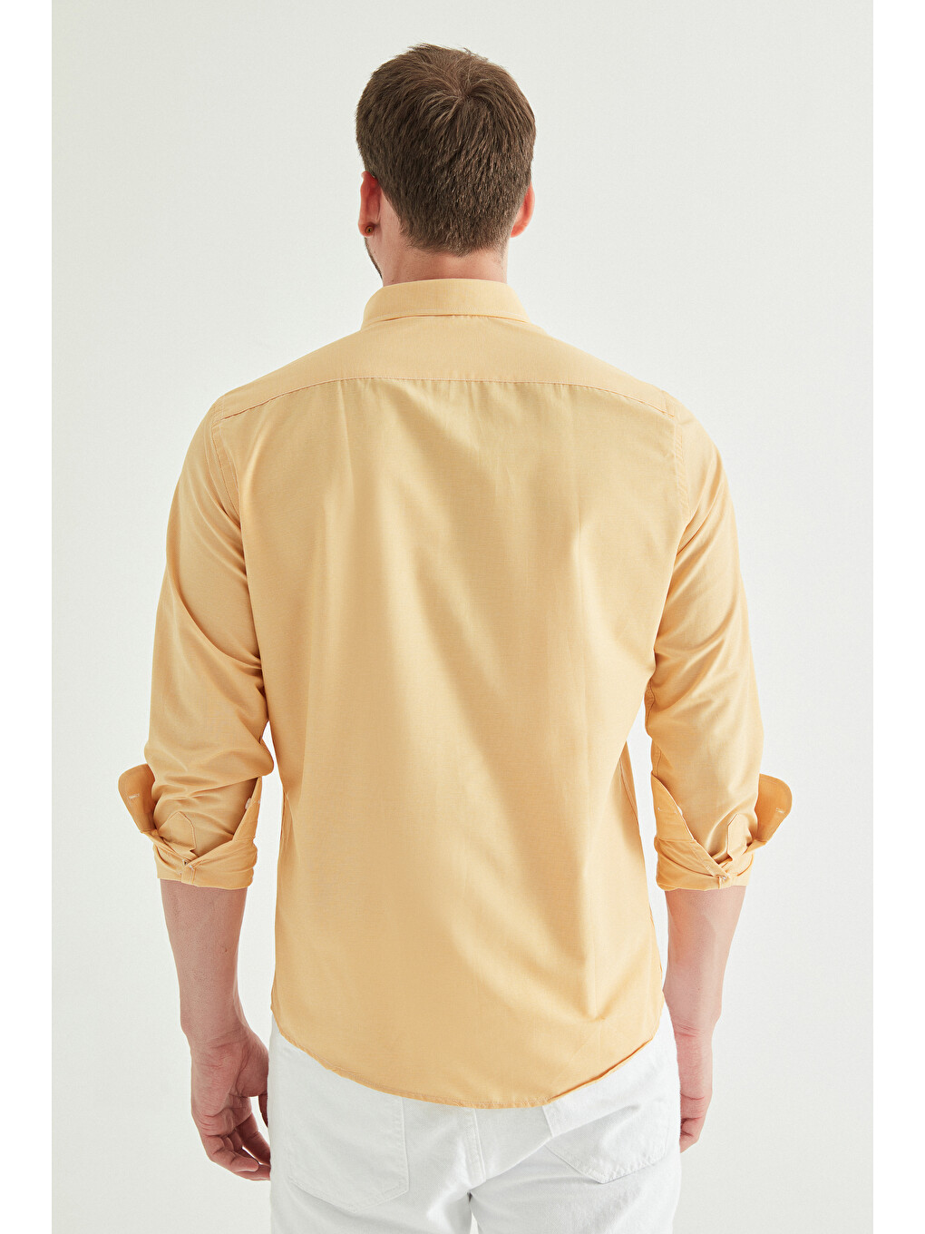 Slim Fit Sarı Pötikare Gömlek-3