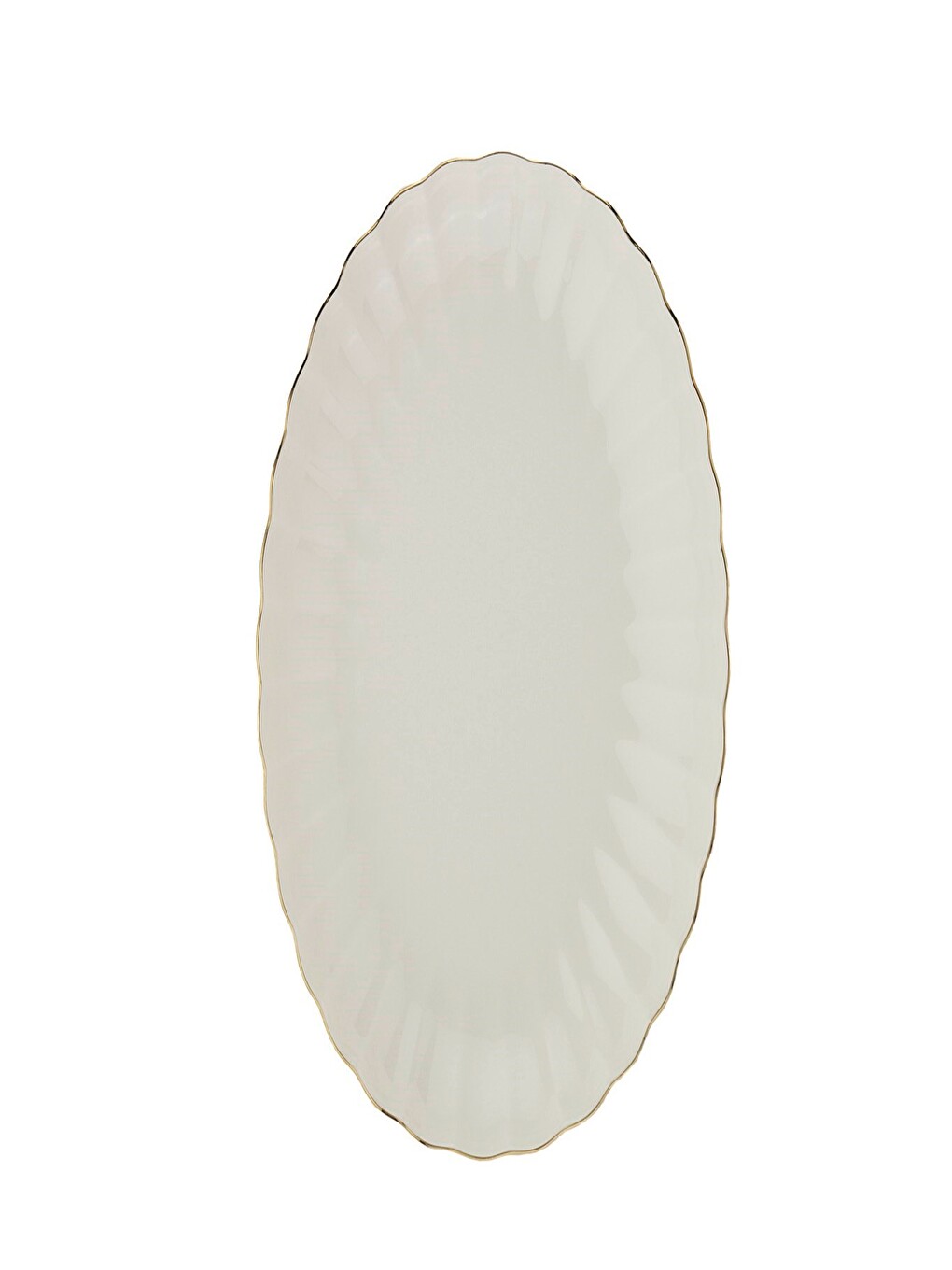 Ekru Bone Luz Altın File Kayık Tabak 24x17cm Tekli BNLZF24KY20