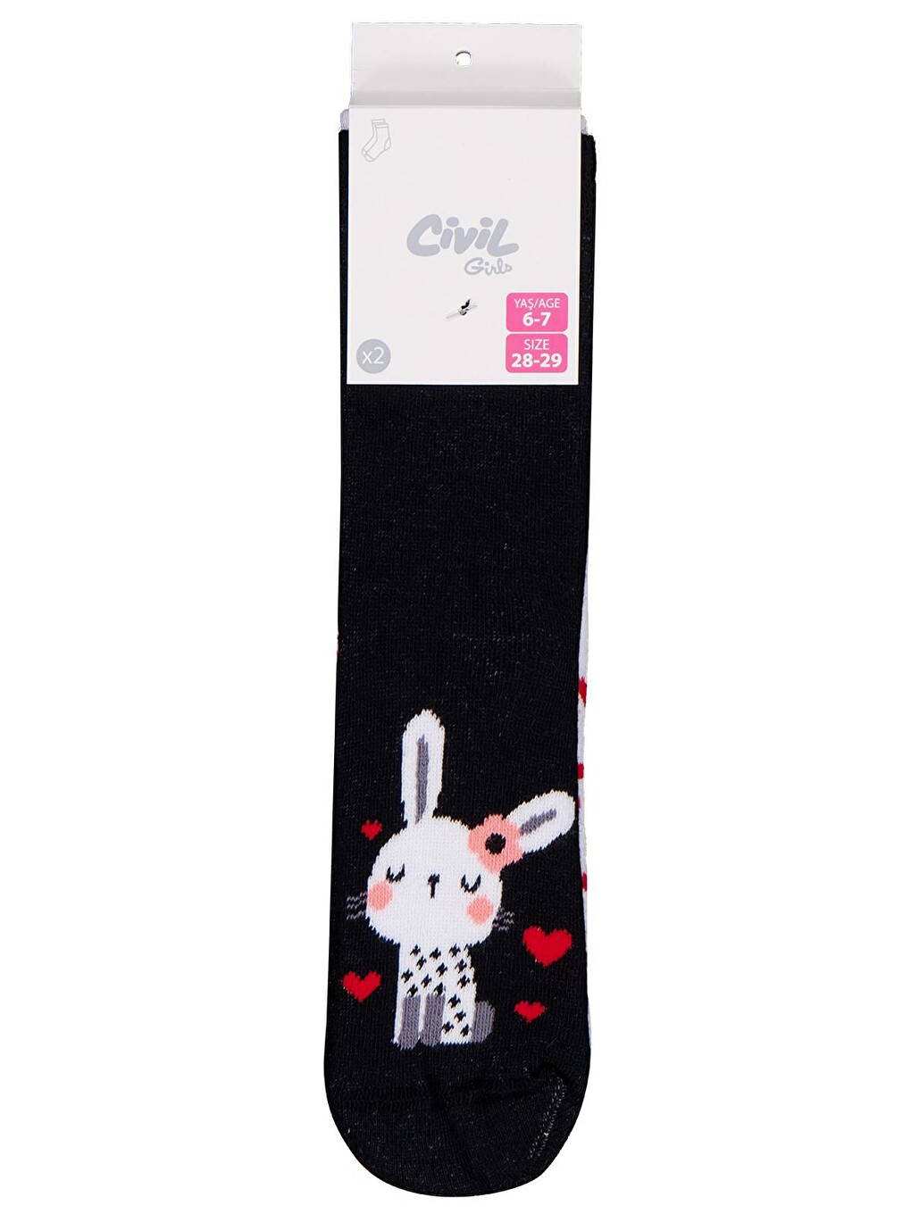Beyaz Girls Bunny Havlu 2'li 2-12 Yaş Kız Soket Çorap - Standart-1